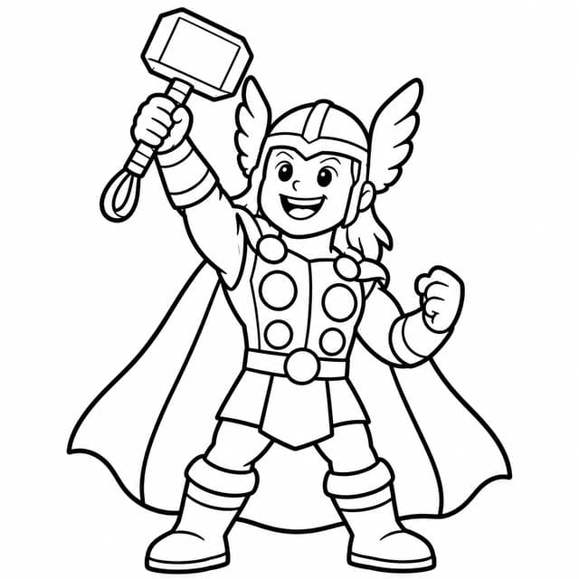 Thor Hammer Power Coloring Page