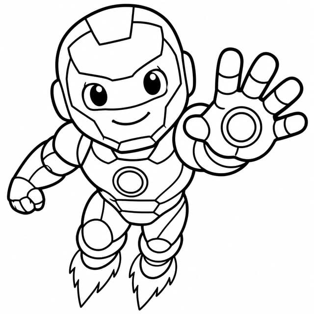 Cute Iron Man Flying Coloring Page
