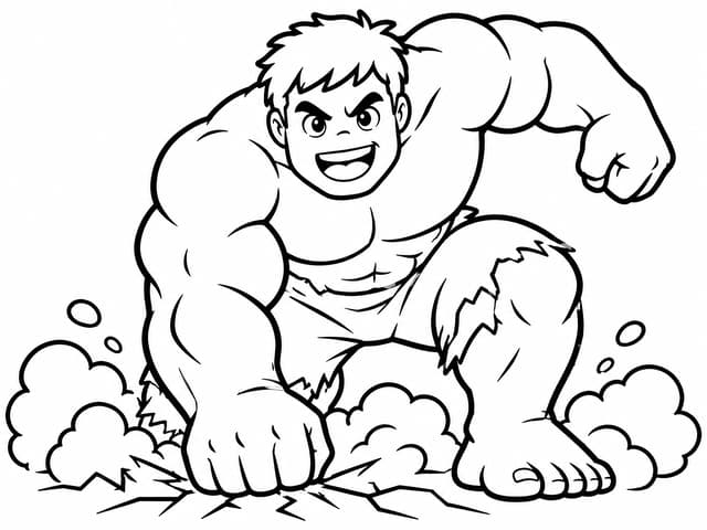 Hulk Smash Action Coloring Page
