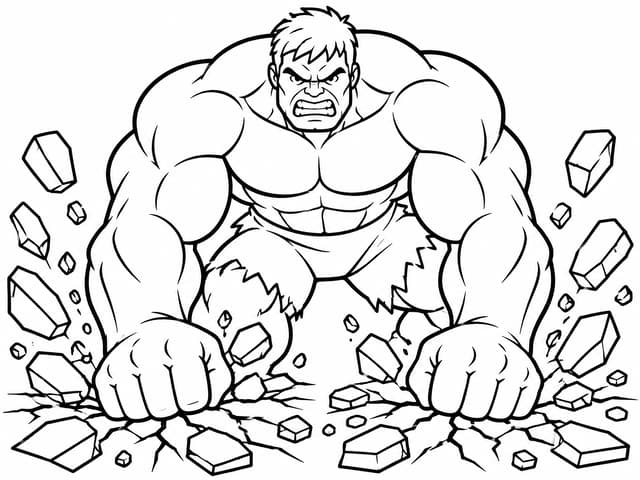 Incredible Hulk Smash Coloring Page
