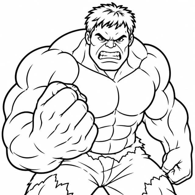 Powerful Hulk Portrait Coloring Page