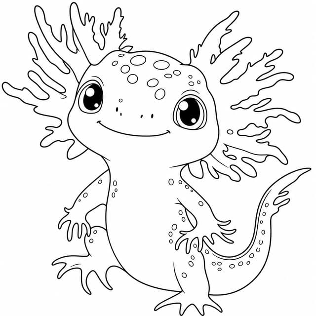 Cute Pink Axolotl Coloring Page