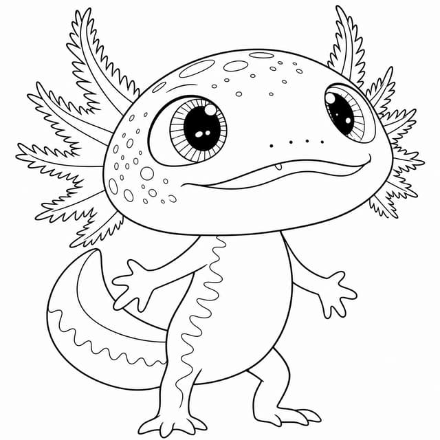 Cute Axolotl With Frilly Gills Coloring Page