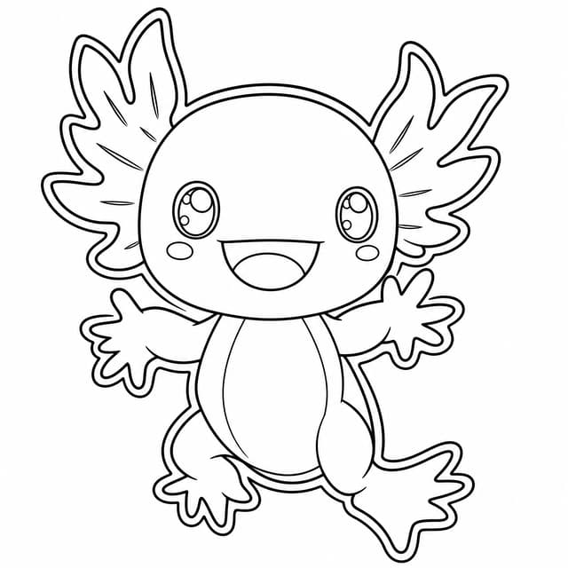 Cute Axolotl Coloring Page