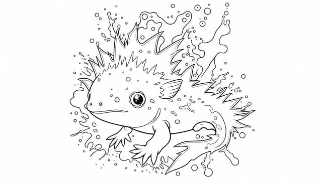 Colorful Axolotl With Spiky Fins Coloring Page