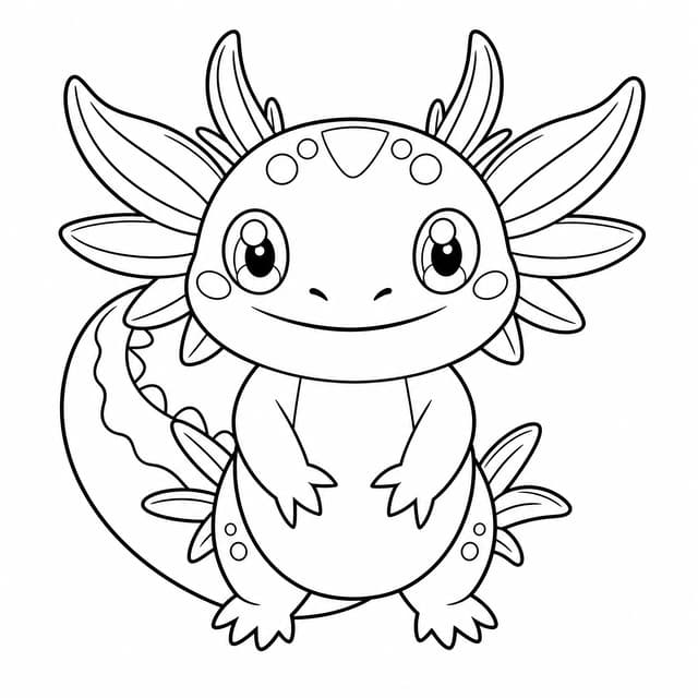 Pink Axolotl Coloring Page