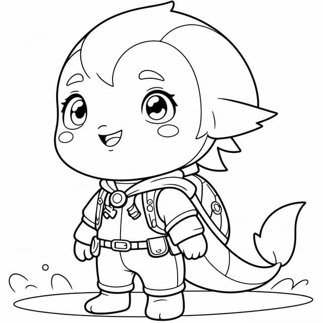 Cute Chibi Character Coloring Page