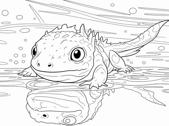 Sparkling Underwater Axolotl Coloring Page