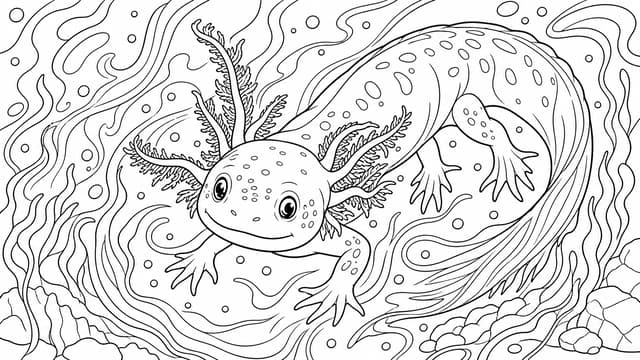Axolotl Swimming Gracefully Underwater Coloring Page