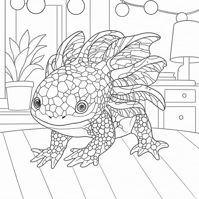 Stained Glass Skin Axolotl Coloring Page