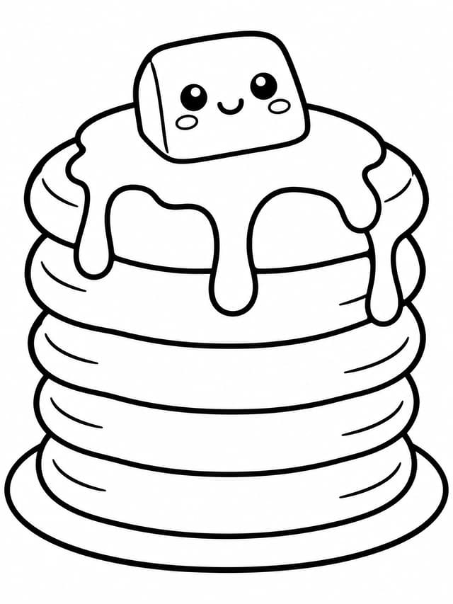 Pancake Stack and Butter Squishy Coloring Page