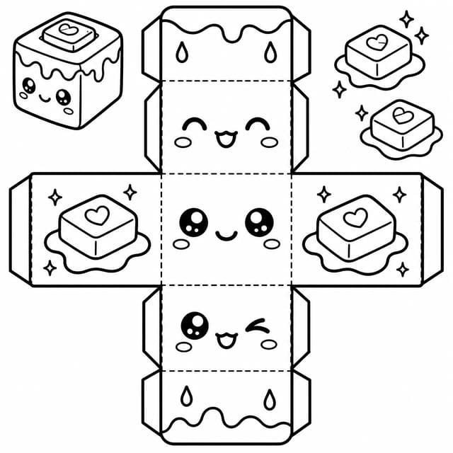 Foldable Paper Squishy Butter Template Coloring Page