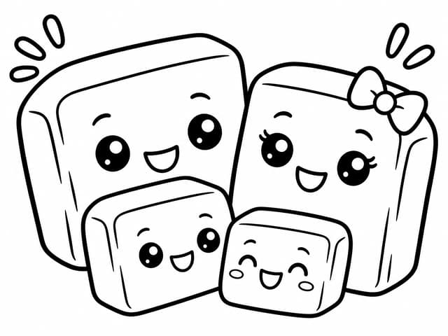 Sweet Butter Block Squishy Family Coloring Page