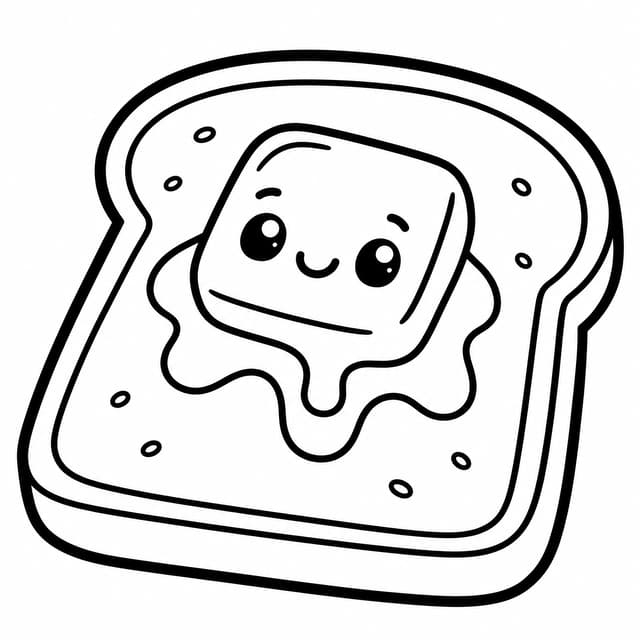 Smiling Butter on Toast Coloring Page