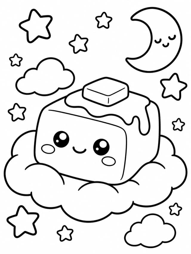 Dreamy Cloud and Butter Squishy Coloring Page