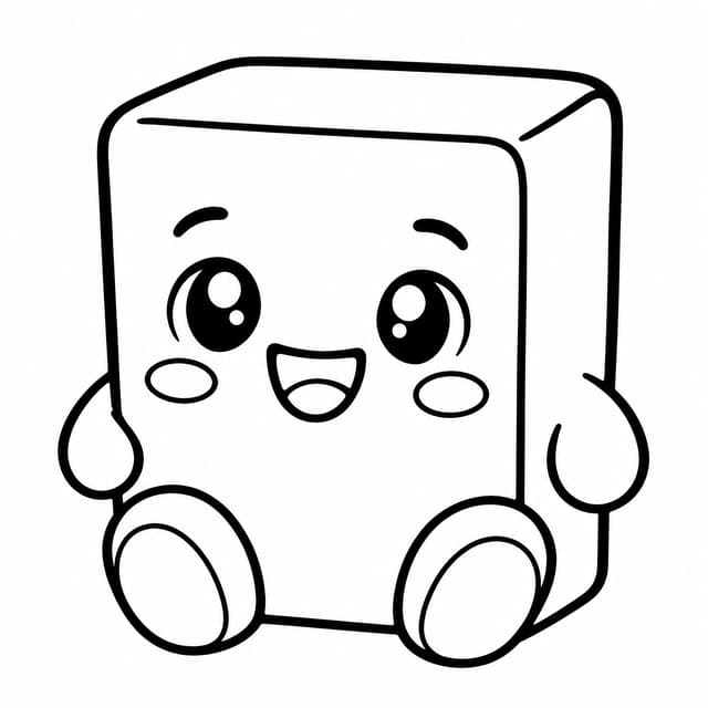 Happy Butter Block Squishy Coloring Page