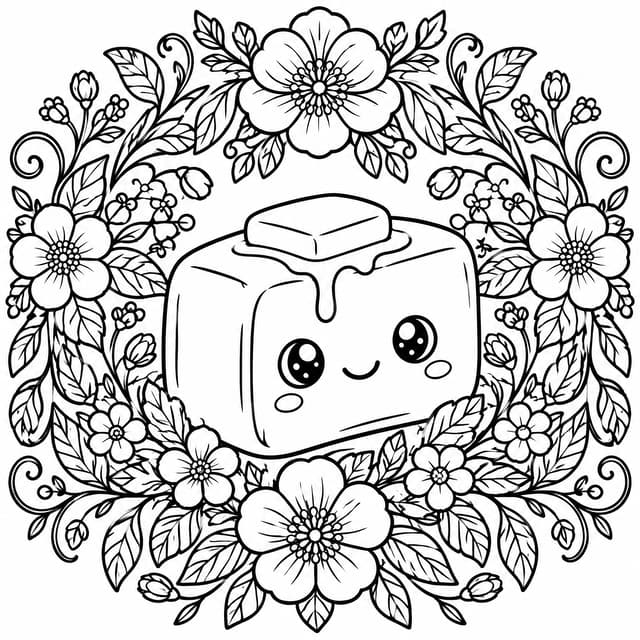 Ornate Botanical Butter Squishy Coloring Page