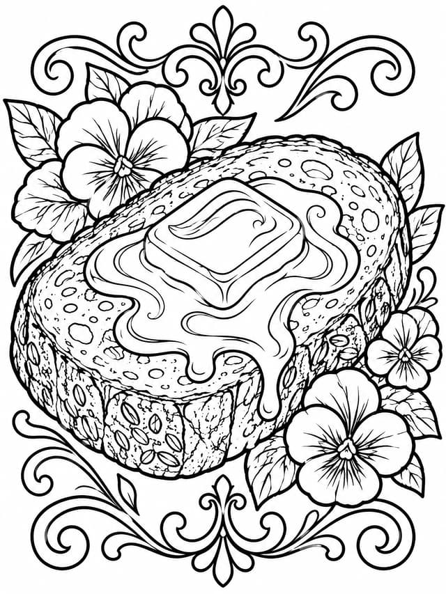 Elaborate Gourmet Butter on Toast Coloring Page