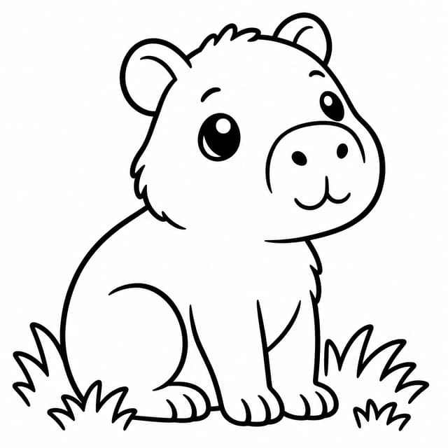 Cute Baby Capybara Coloring Page
