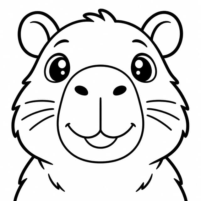 Happy Capybara Face Coloring Page