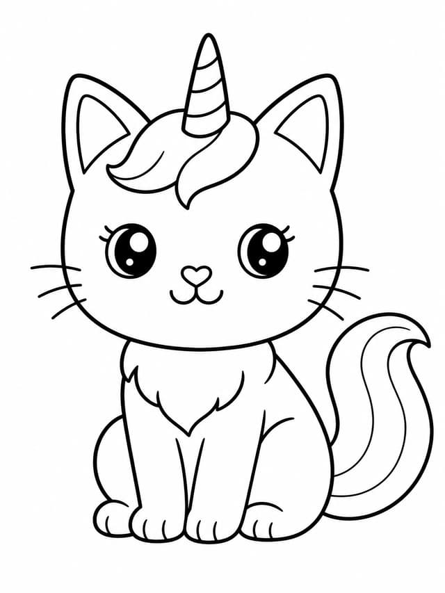 Einhorn-Katze Ausmalbild