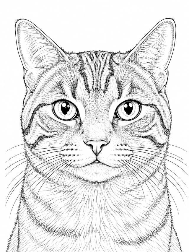 Realistisches Katzen-Porträt Malvorlage