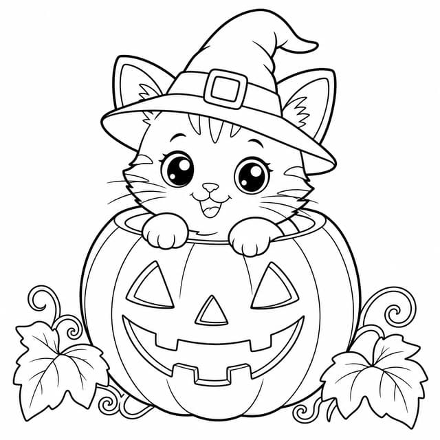 Halloween-Katze Ausmalbild