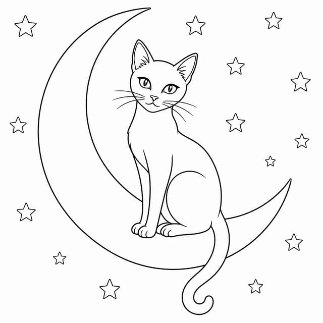 Schwarze Katze auf dem Mond