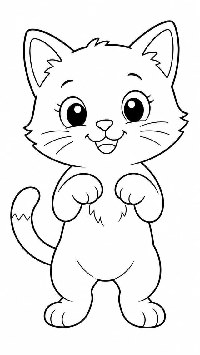 Ausmalbild süße kleine Katze