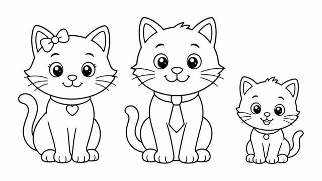 Ausmalbild Katzenfamilie