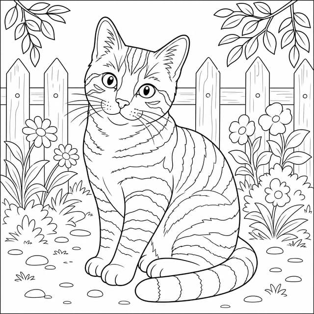 Getigerte Katze Ausmalbild