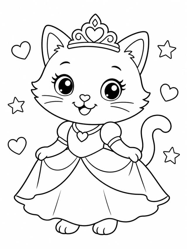 Ausmalbild Prinzessin Katze