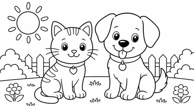 Katze und Hund im Garten