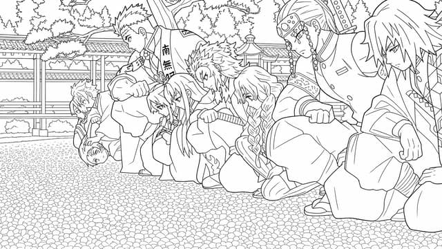 Hashira Character Lineup Coloring Page