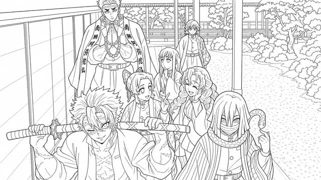 Hashira Infinity Castle Battle Coloring Page