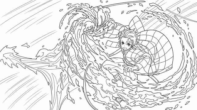 Tanjiro With Demon Slayer Mark Scar Coloring Page