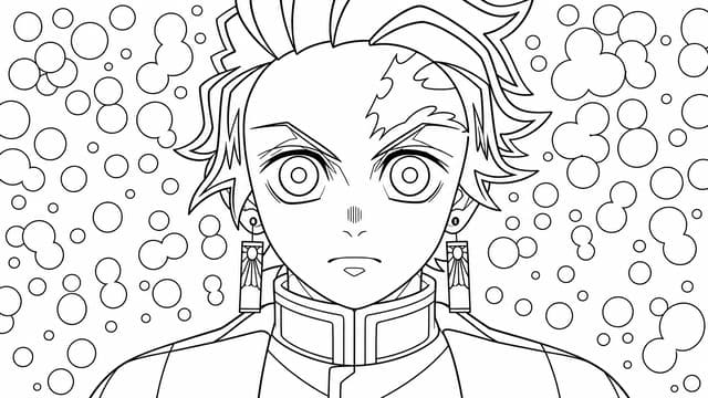 Tanjiro Demon Slayer Manga Style Coloring Page