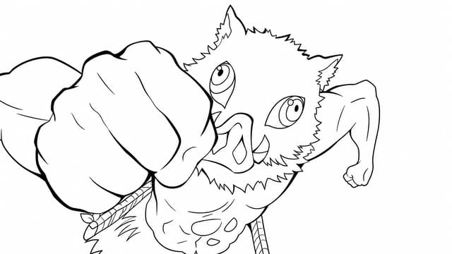 Inosuke Hashibira Swords On Back Coloring Page