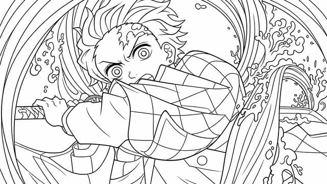 Tanjiro Kamado Close Up Portrait Coloring Page