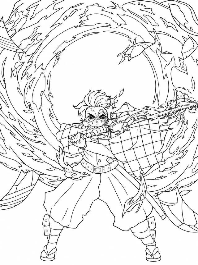 Tanjiro Kamado happy coloring page
