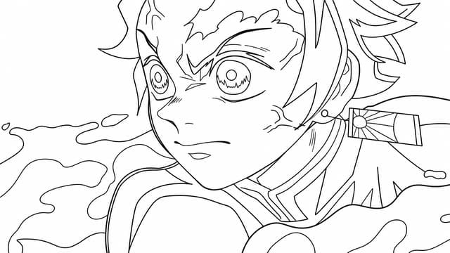 Tanjiro Kamado Anime Character Coloring Page