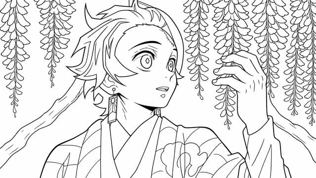 Tanjiro Kamado Demon King Form Coloring Page