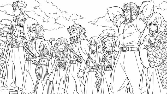 Hashira Meeting Demon Slayer Corps Coloring Page
