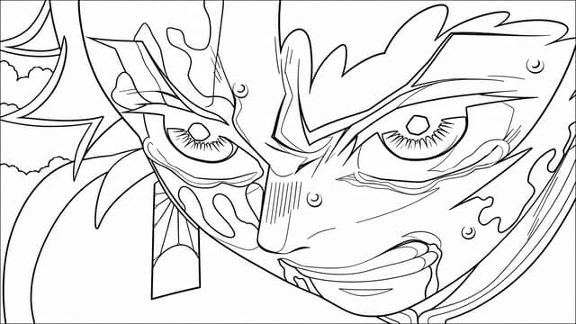 Tanjiro Demon Slayer Serious Expression Coloring Page