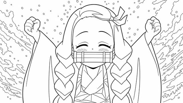 Nezuko Kamado Close Up Face Coloring Page