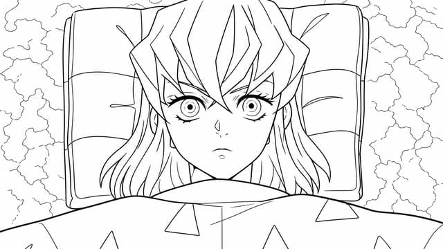 Inosuke Hashibira Moon Background Coloring Page