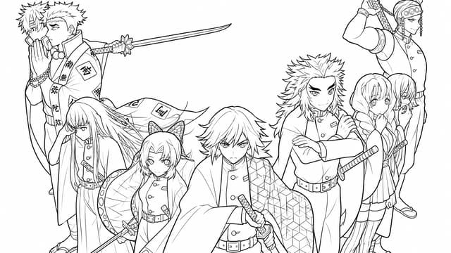 Hashira Demon Slayer Corps Leaders Coloring Page