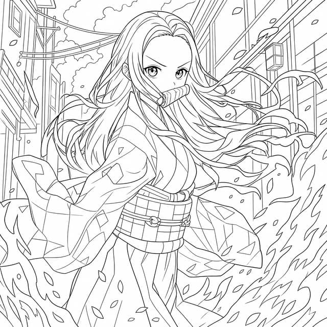 Nezuko Demon Slayer Season 3 Art Coloring Page