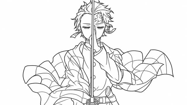 Tanjiro Kamado Manga Anime Protagonist Coloring Page