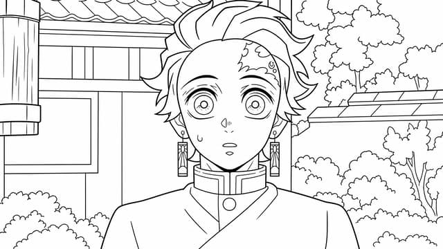 Tanjiro Kamado Demon Slayer Protagonist Coloring Page